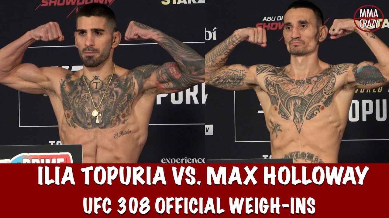 UFC 308: Official Weigh Ins Ilia Topuria & Max Holloway background