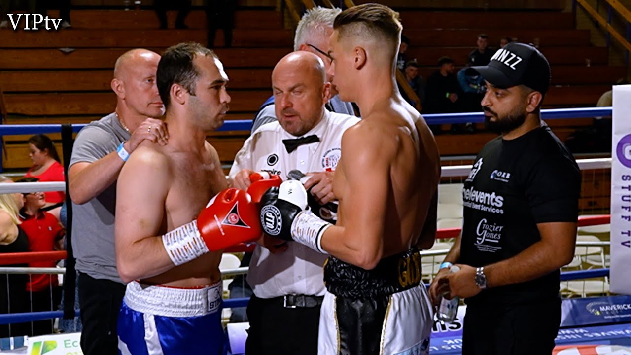 Jake Goodwin v Artem Liashevych at VIP's show at Wakefield's Lightwaves on July 22nd 2023. background