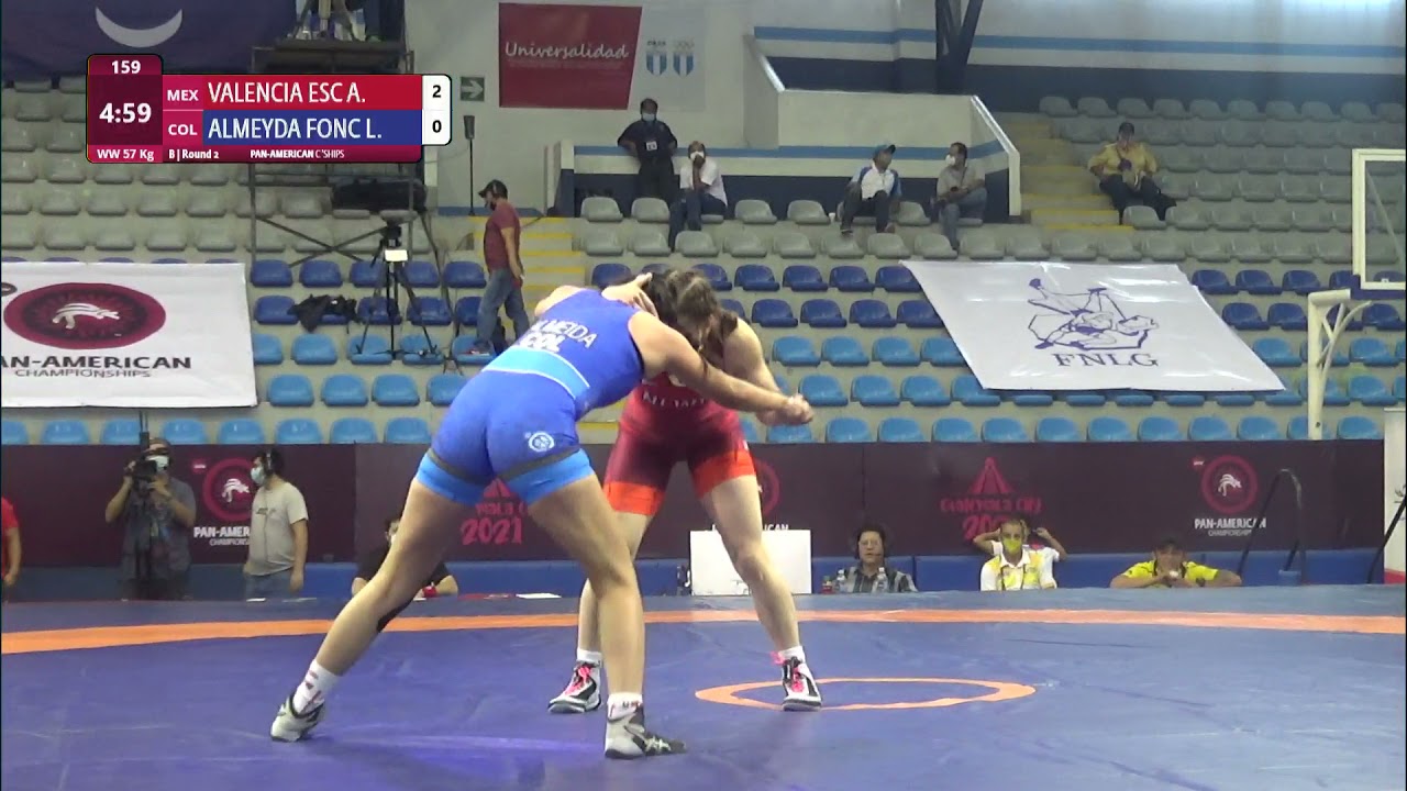 Round 2 WW - 57 kg: A. VALENCIA ESC (MEX) v. L. ALMEYDA FONC (COL) background