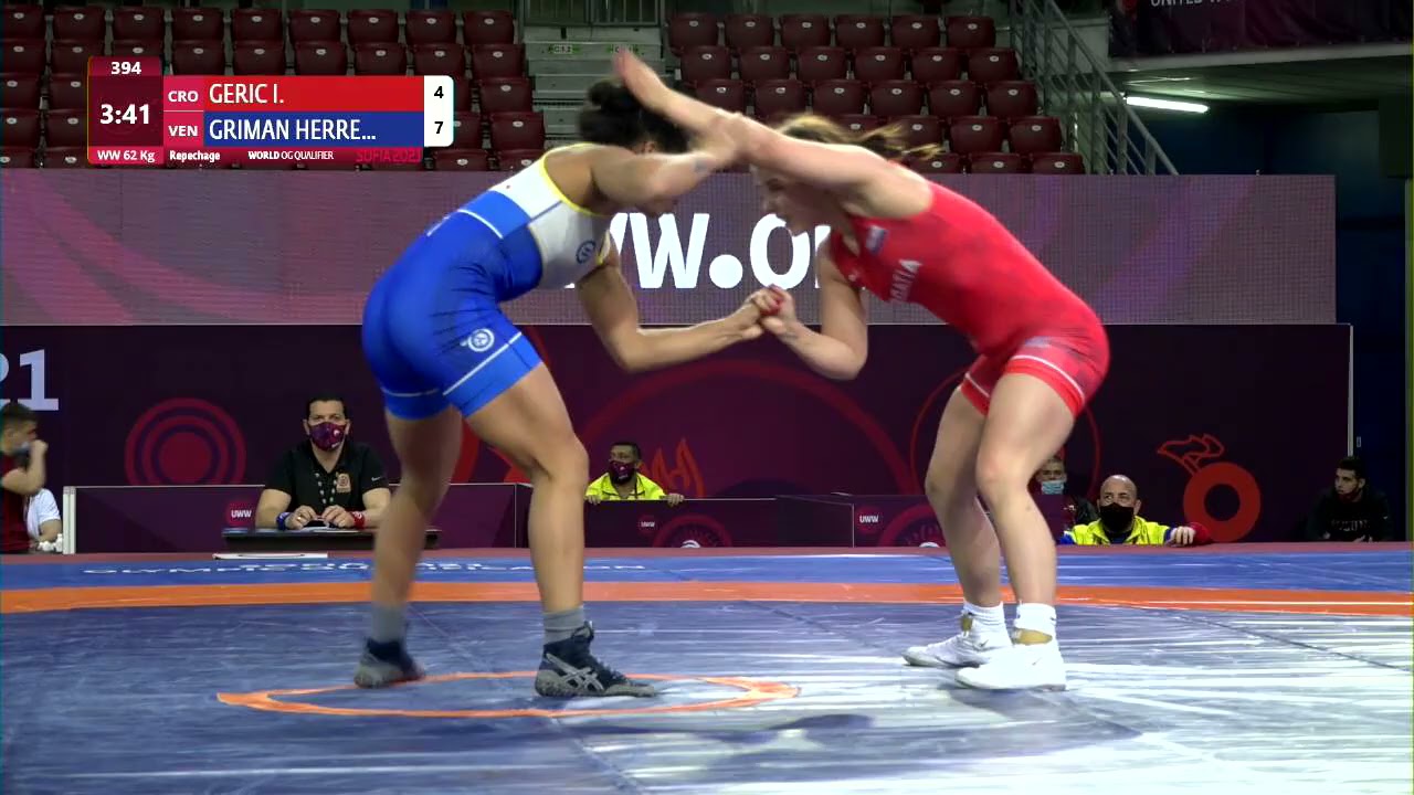Repechage WW - 62 kg: I. GERIC (CRO) v. N. GRIMAN HERRE (VEN) background