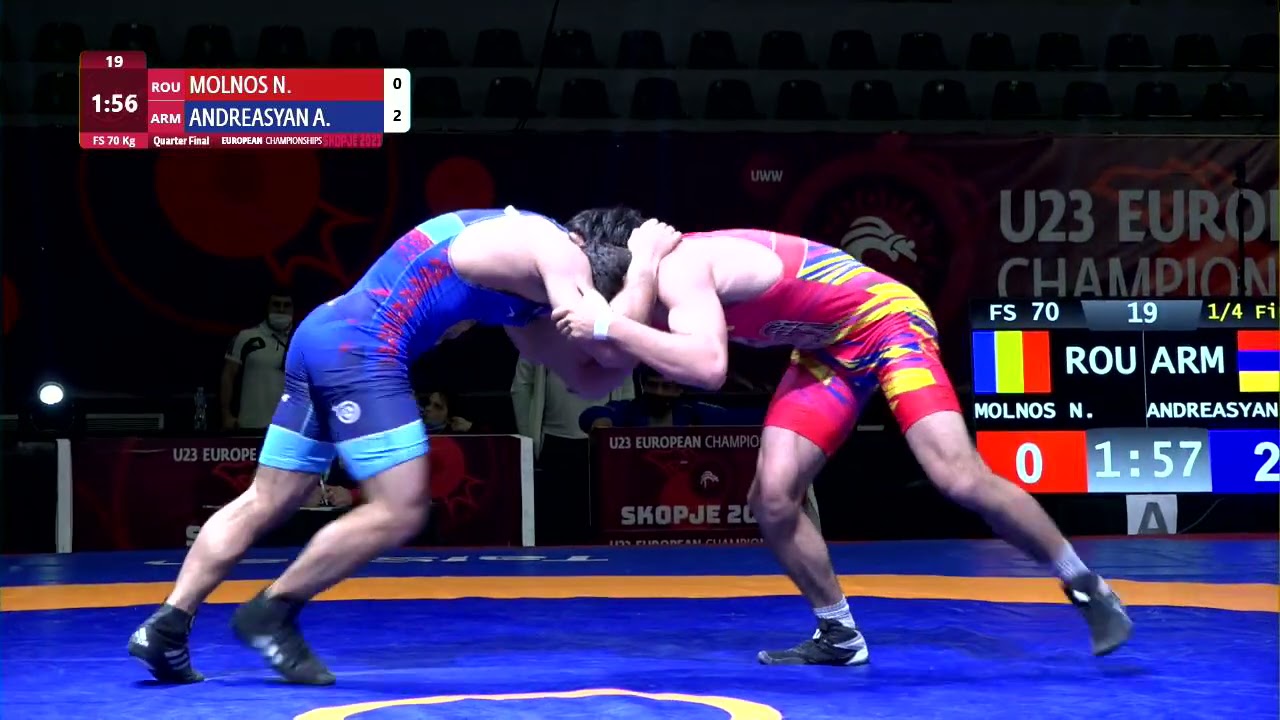 1/4 FS - 70 kg: N. MOLNOS (ROU) v. A. ANDREASYAN (ARM)