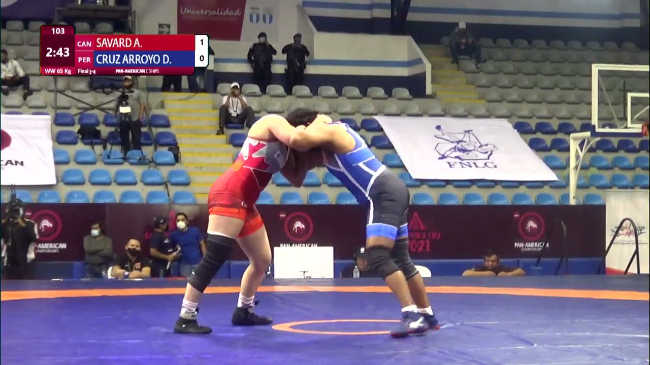 BRONZE WW - 65 kg: A. SAVARD (CAN) v. D. CRUZ ARROYO (PER) background