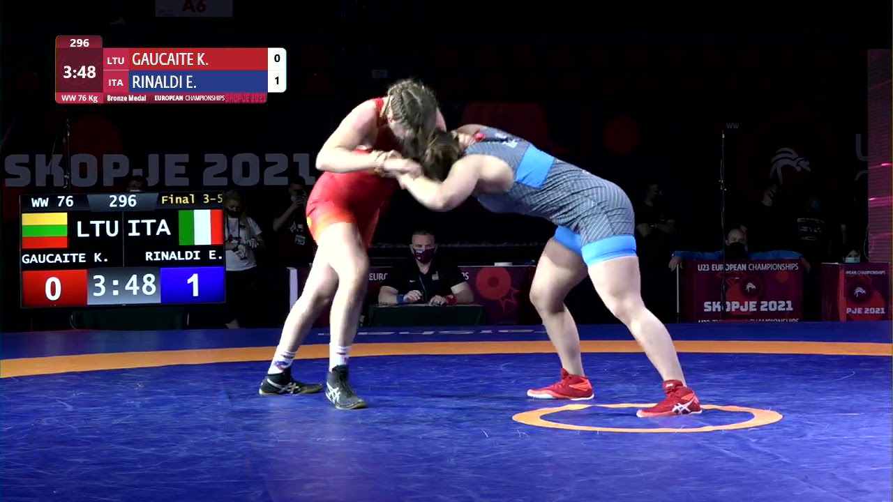 BRONZE WW - 76 kg: K. GAUCAITE (LTU) v. E. RINALDI (ITA) background