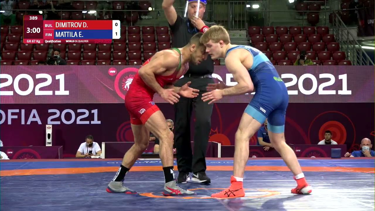 Qual. GR - 67 kg: D. DIMITROV (BUL) v. E. MATTILA (FIN) background