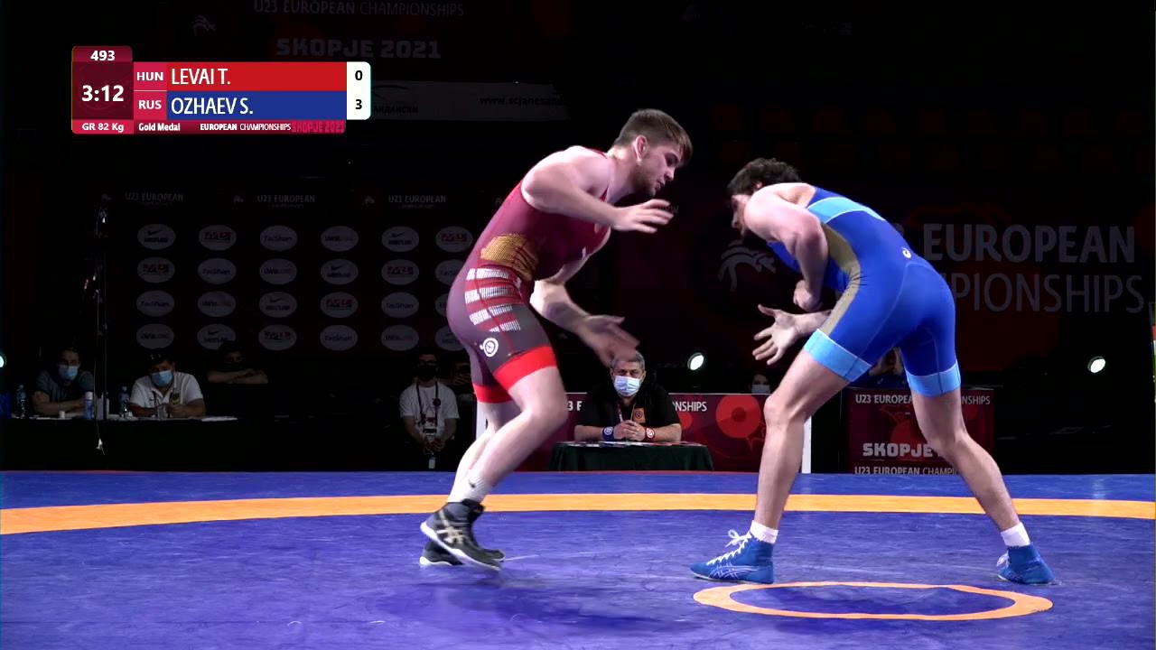 GOLD GR - 82 kg: T. LEVAI (HUN) v. S. OZHAEV (RUS) background