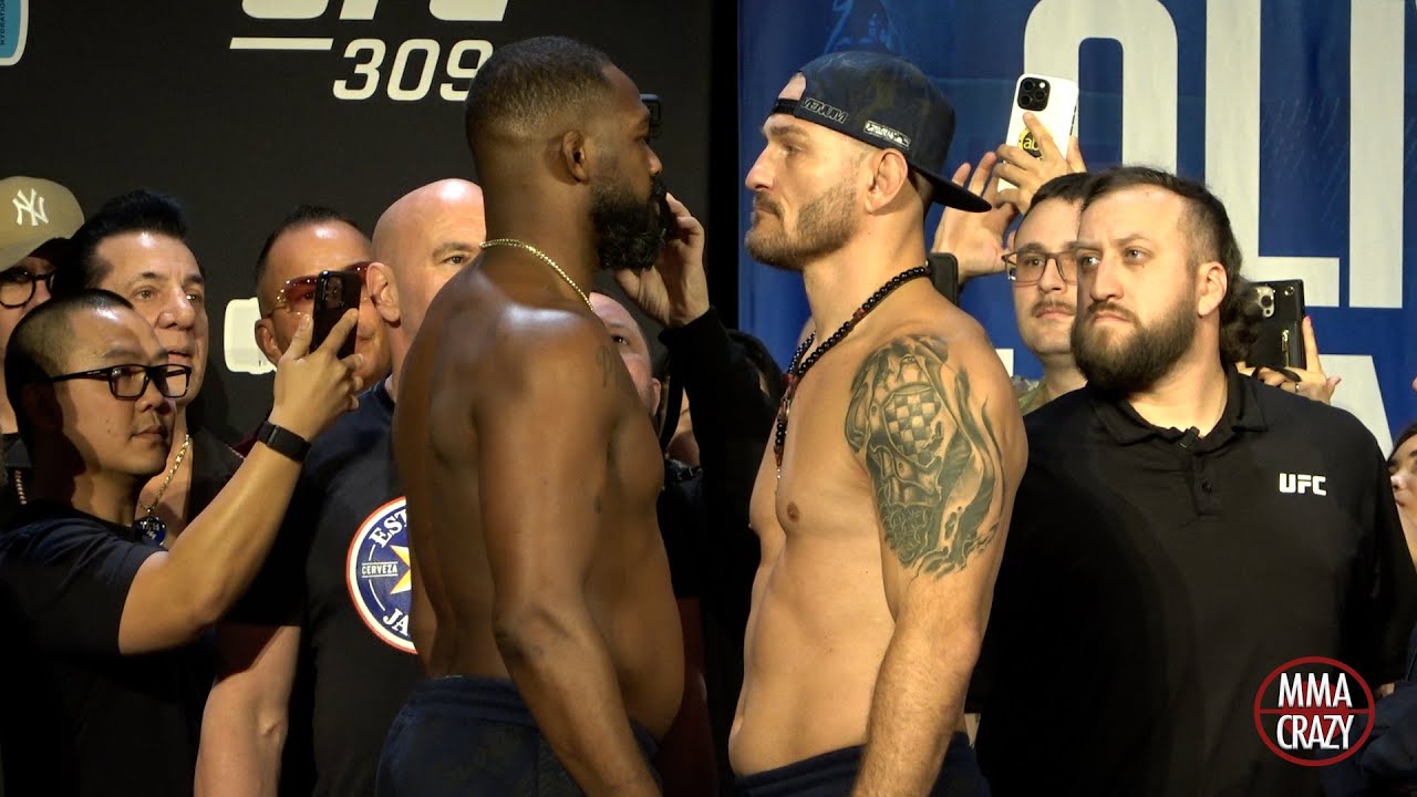 UFC 309: Jon Jones vs Stipe Miocic Weigh in Face Off background