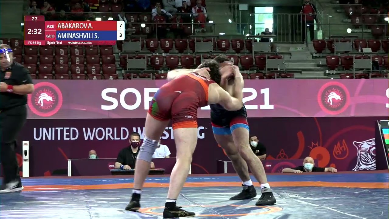 1/8 FS - 86 kg: A. ABAKAROV (AZE) v. S. AMINASHVILI (GEO) background
