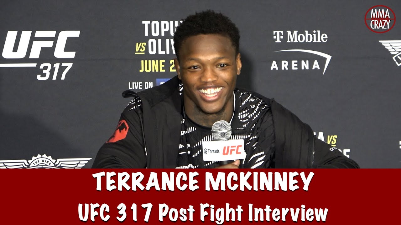 Terrance McKinney “We’re looking to get the belt” reacts to 1st round finish at UFC 317 background