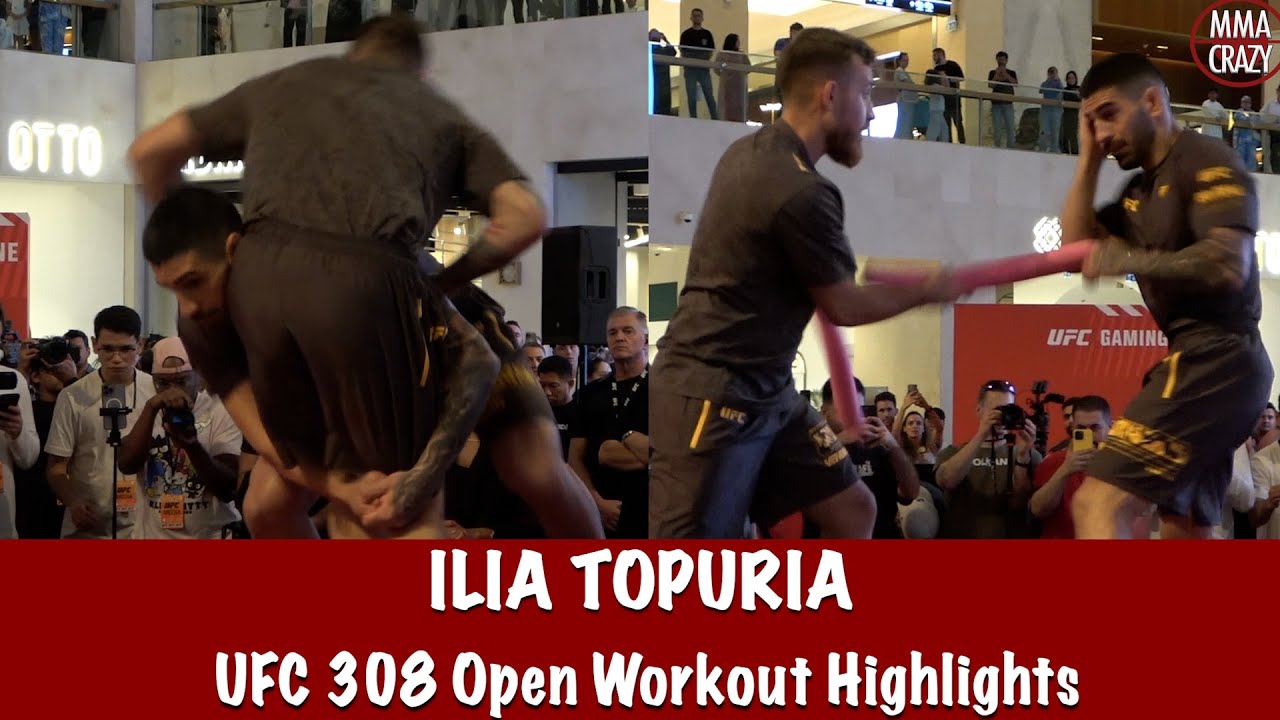 UFC 308: Ilia Topuria Open Workout Highlights background