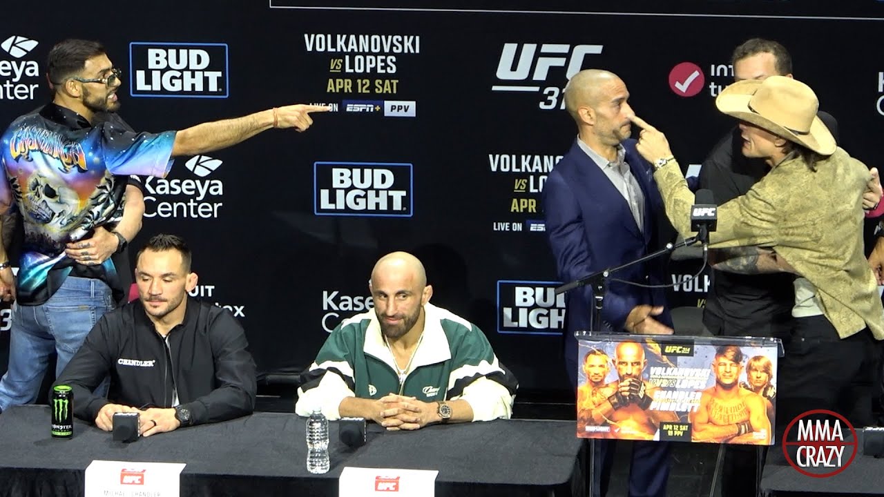 Diego Lopes & Yair Rodriguez HEATED argument gets separated at UFC Press Conference background