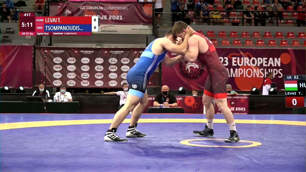 1/8 GR - 82 kg: T. LEVAI (HUN) v. D. TSOMPANOUDIS (GRE) background