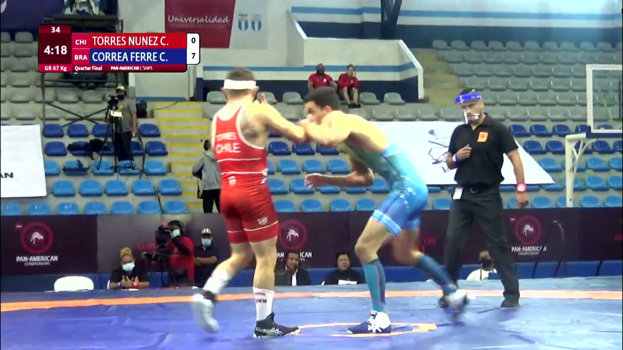 1/4 GR - 67 kg: C. TORRES NUNEZ (CHI) v. C. CORREA FERRE (BRA) background