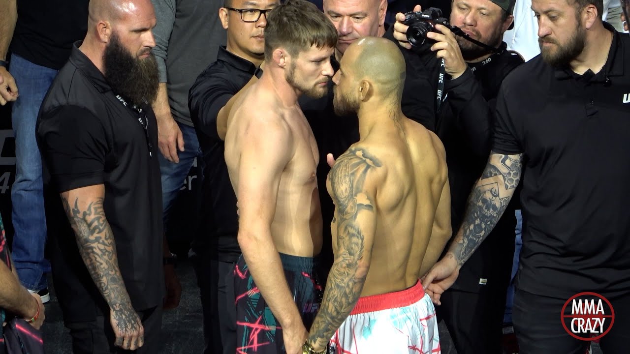 UFC 314: Bryce Mitchell vs. Jean Silva Weigh in Face Off background