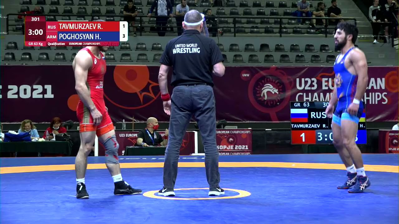 Qual. GR - 63 kg: R. TAVMURZAEV (RUS) v. H. POGHOSYAN (ARM) background