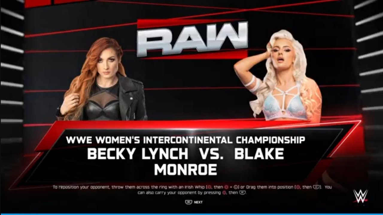 Becky Lynch vs Blake Monroe. Raw. WWE 2K25