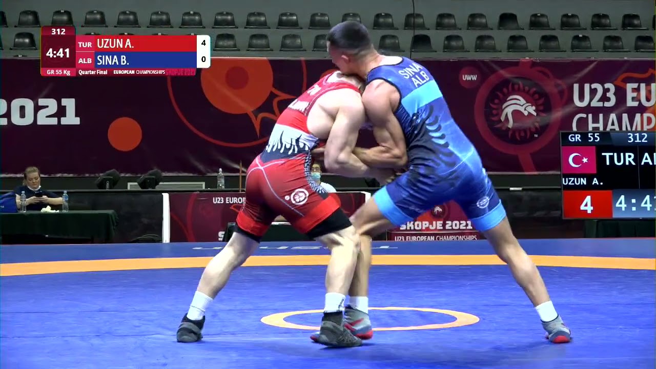 1/4 GR - 55 kg: A. UZUN (TUR) v. B. SINA (ALB) background