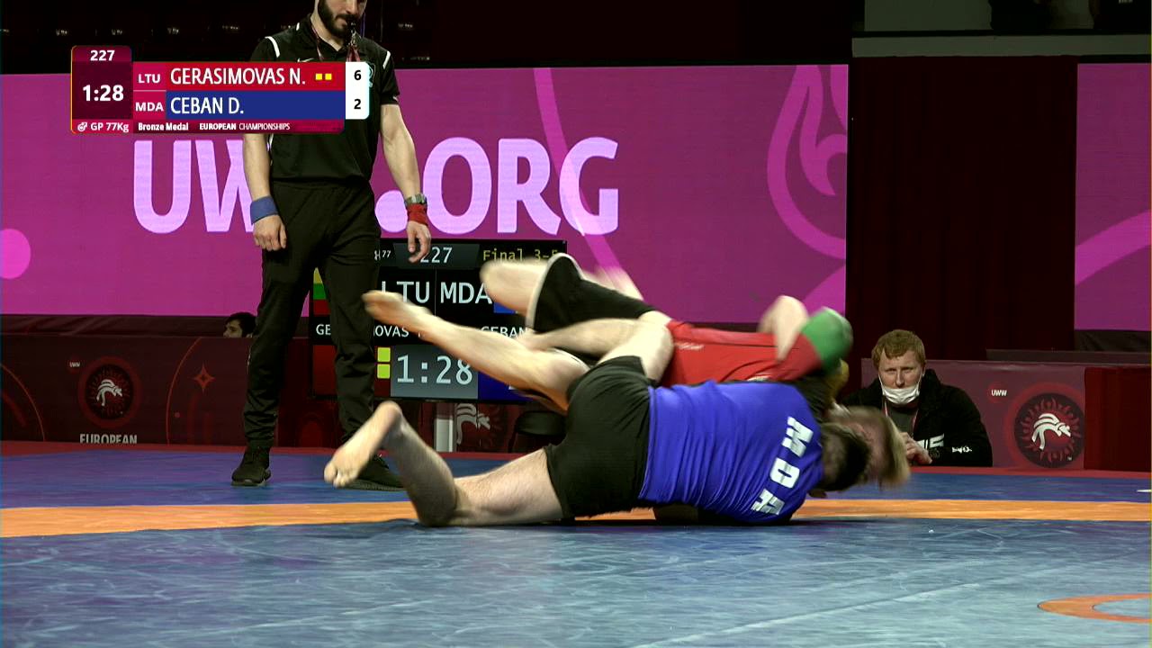 BRONZE Men's GP No-Gi - 77 kg: N. GERASIMOVAS (LTU) v. D. CEBAN (MDA) background