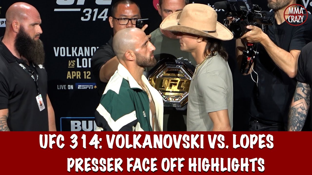 UFC 314 Press Conference FACE OFF Highlights background
