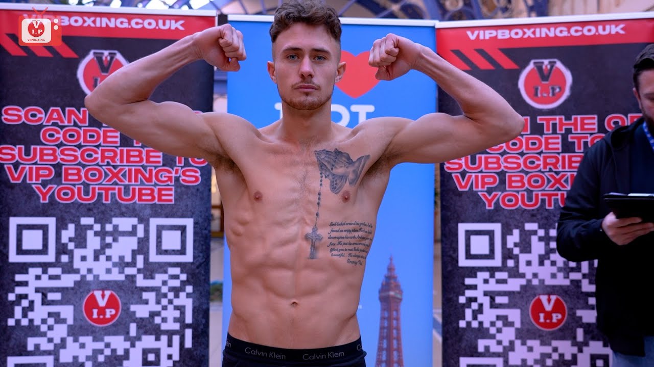 Tyrone Bowen Price vs Stefan Vincent weigh-in for VIP's Blackpool show (2.12.2023) background