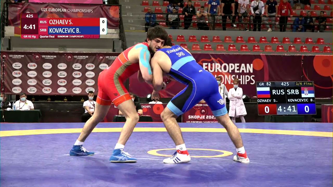 1/4 GR - 82 kg: S. OZHAEV (RUS) v. B. KOVACEVIC (SRB) background