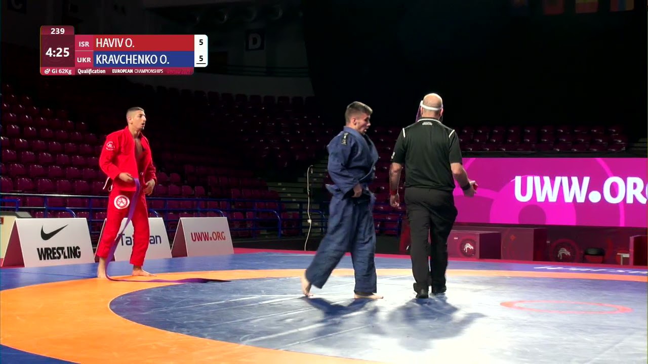 Qual. Men's GP Gi - 62 kg: O. HAVIV (ISR) v. O. KRAVCHENKO (UKR) background