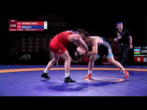 GOLD FS - 92 kg: O. NURMAGOMEDOV (AZE) v. E. YAYLACI (TUR) background