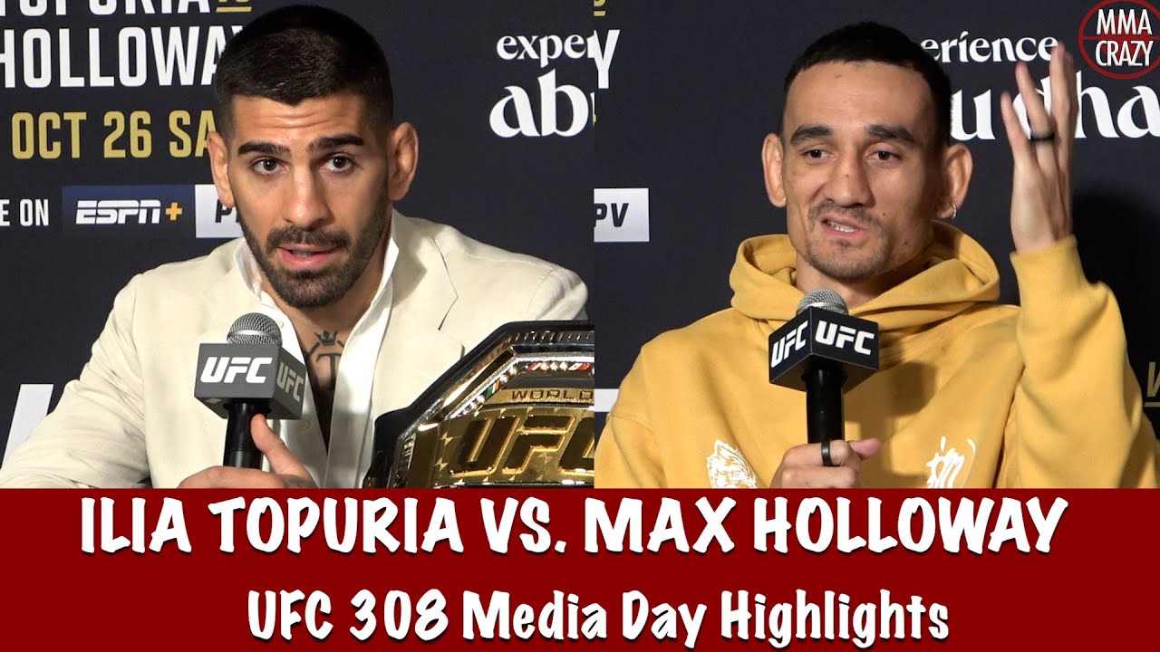 UFC 308: Ilia Topuria & Max Holloway Media Day Highlights background