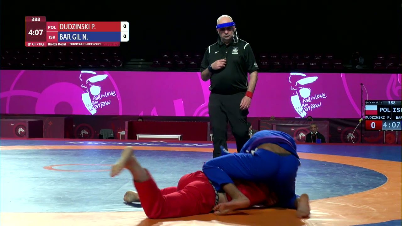 BRONZE Men's GP Gi - 71 kg: P. DUDZINSKI (POL) v. N. BAR GIL (ISR) background