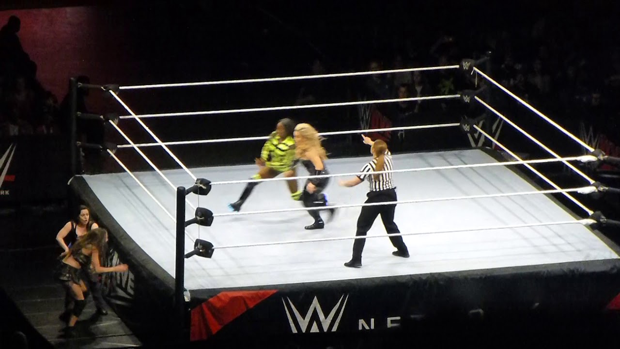 Naomi and Natalya vs Nikki Cross and Sarah Logan at WWE Live background
