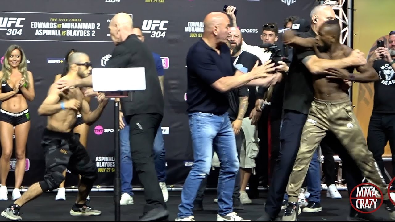 Muhammad Mokaev & Manel Kape nearly THROW HANDS at UFC 304 Face off background