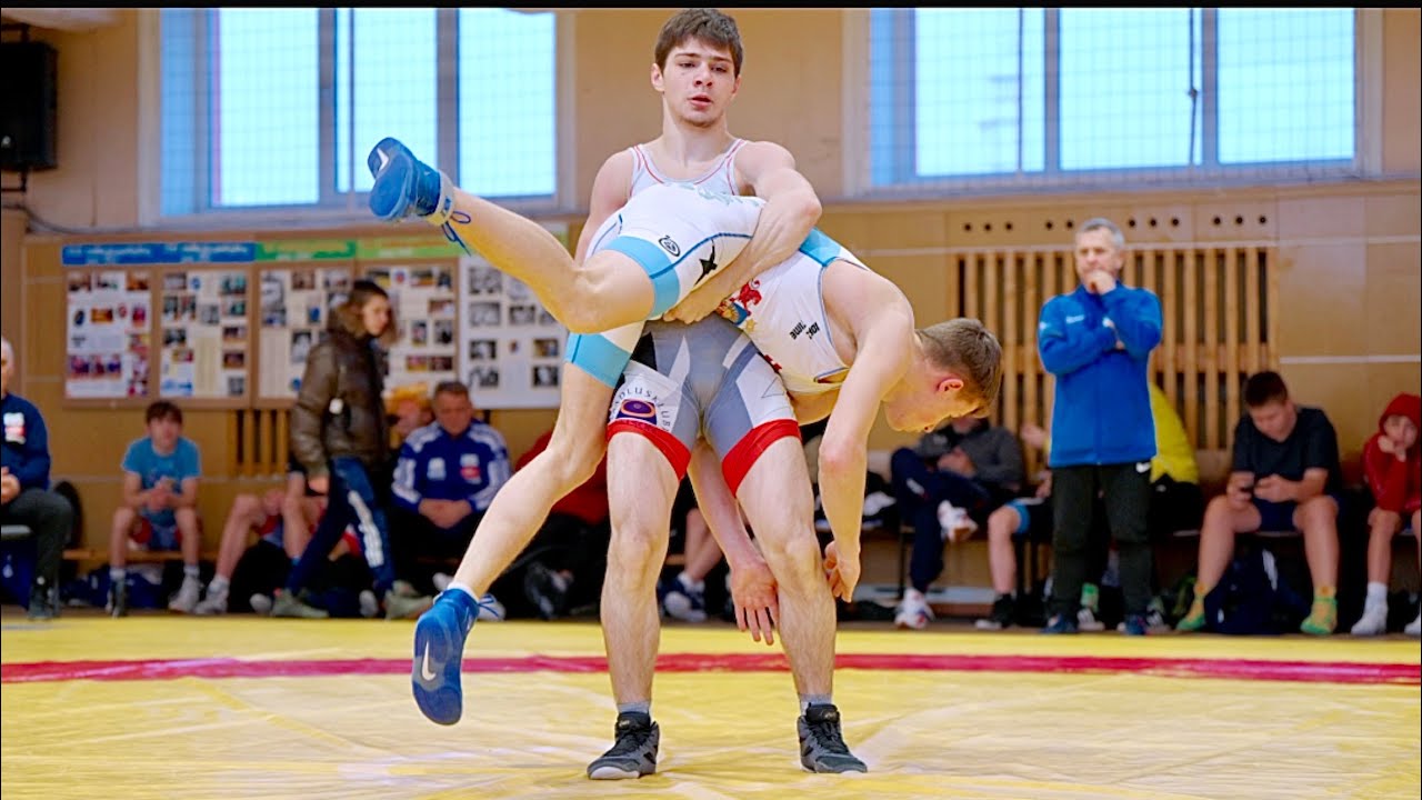 U20 A. Chopalaev (EST) vs E. Filimonovs (LAT) 60kg. Men greco-roman wrestling. background