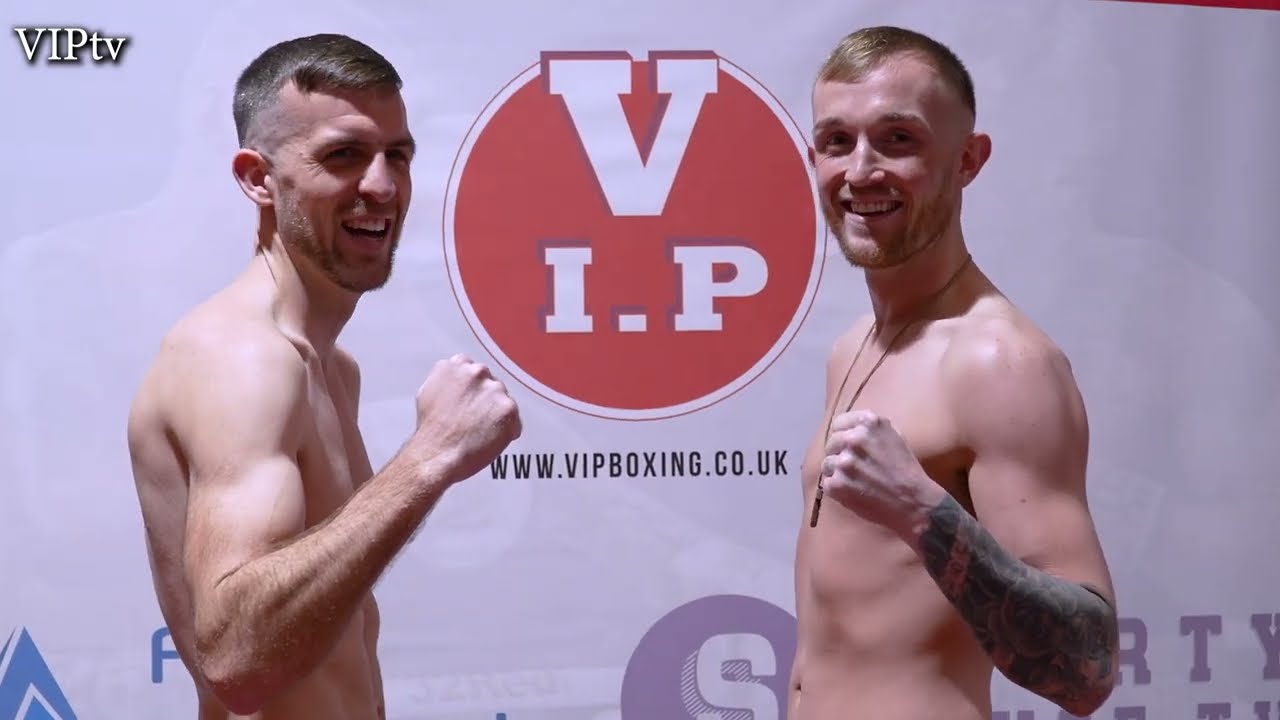 Weigh in Johnnyboy Kiely v Jake Bray for VIP's Wigan show at Robin Park on 12.11.22