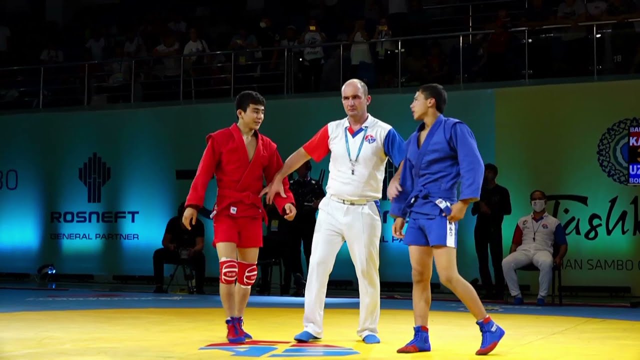 BAKYTZHAN (KAZ) vs BOLTAEV (UZB). M Youth 58 kg. Asian SAMBO Championships 2021 background
