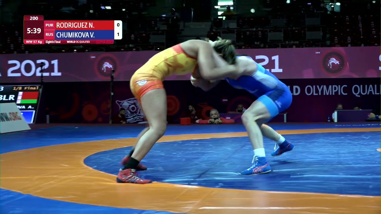 1/8 WW - 57 kg: N. RODRIGUEZ TI (PUR) v. V. CHUMIKOVA (RUS) background