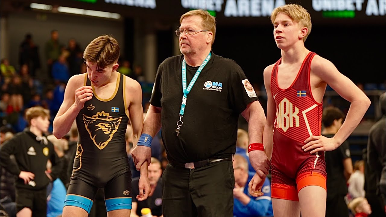 U17 Oscar Jansson (SWE) vs Billy Marques (SWE) 51kg. Greco-roman boys wrestling.