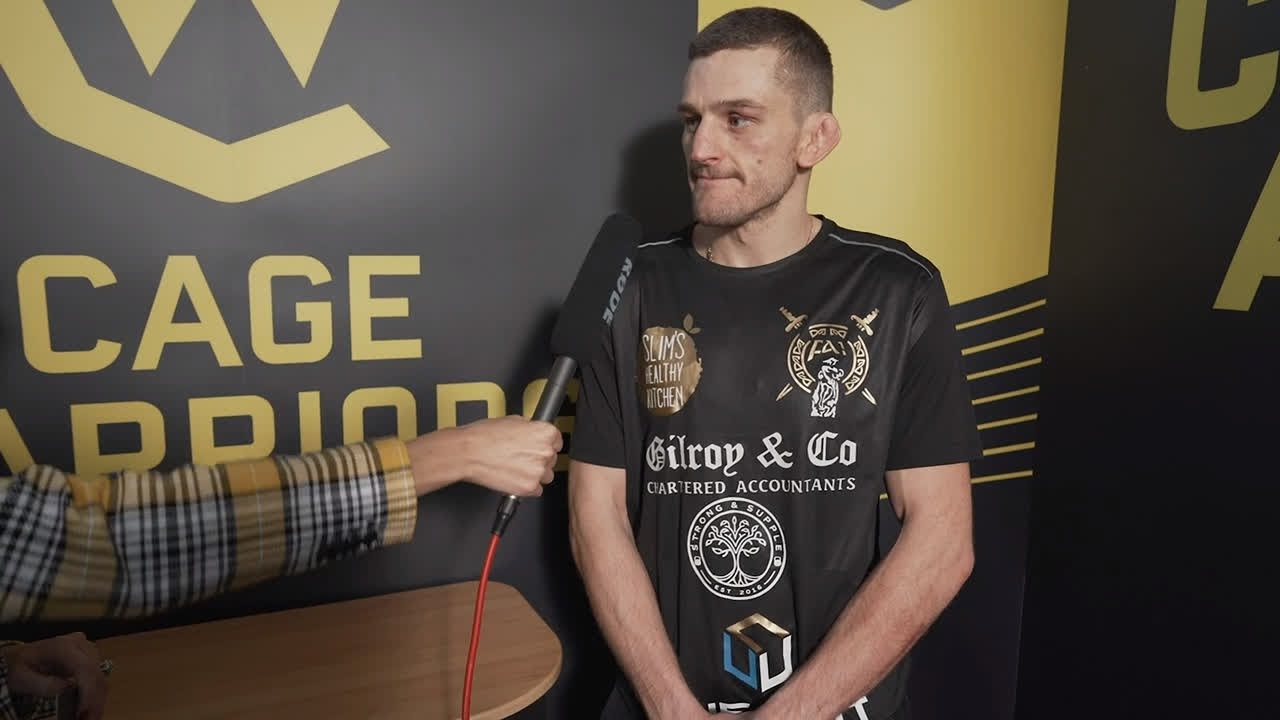 Joe McColgan post-fight interview at CW119 background
