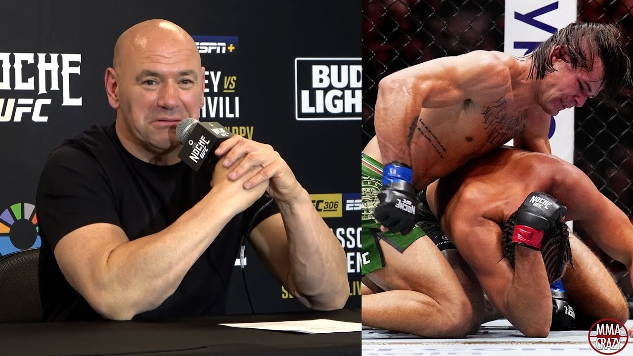 Dana White Reacts to Diego Lopes DEFEATING Brian Ortega at Noche UFC background