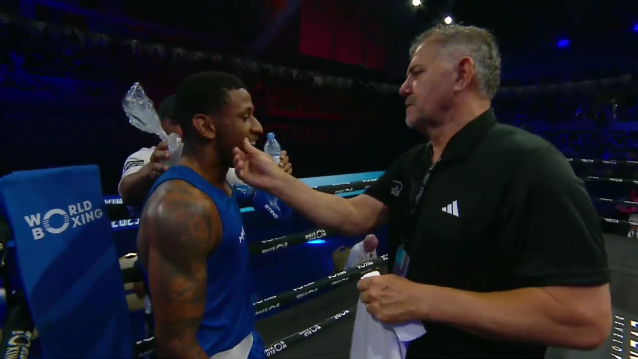 Yuri Falcão (BRA) vs. Abhinash Jamwal (IND) World Boxing Cup 2025 Final (65kg) background