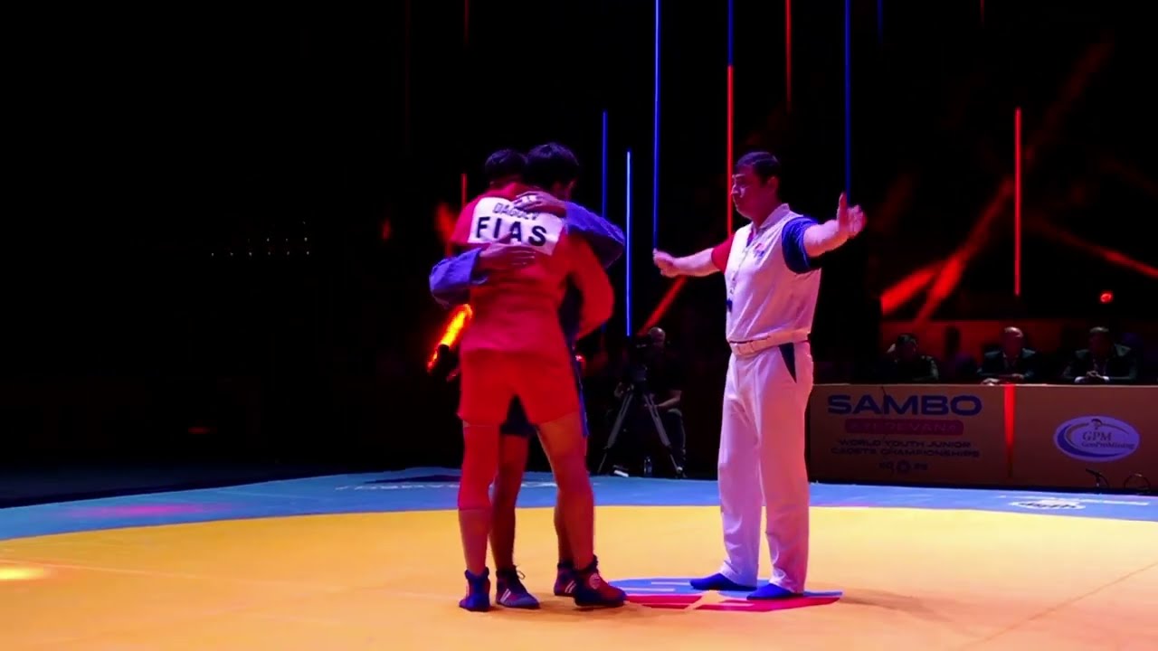 DAGOEV vs KHALILZODA. 71 kg Juniors male. World Cadets, Youth and Junior SAMBO Championships 2022 backdrop