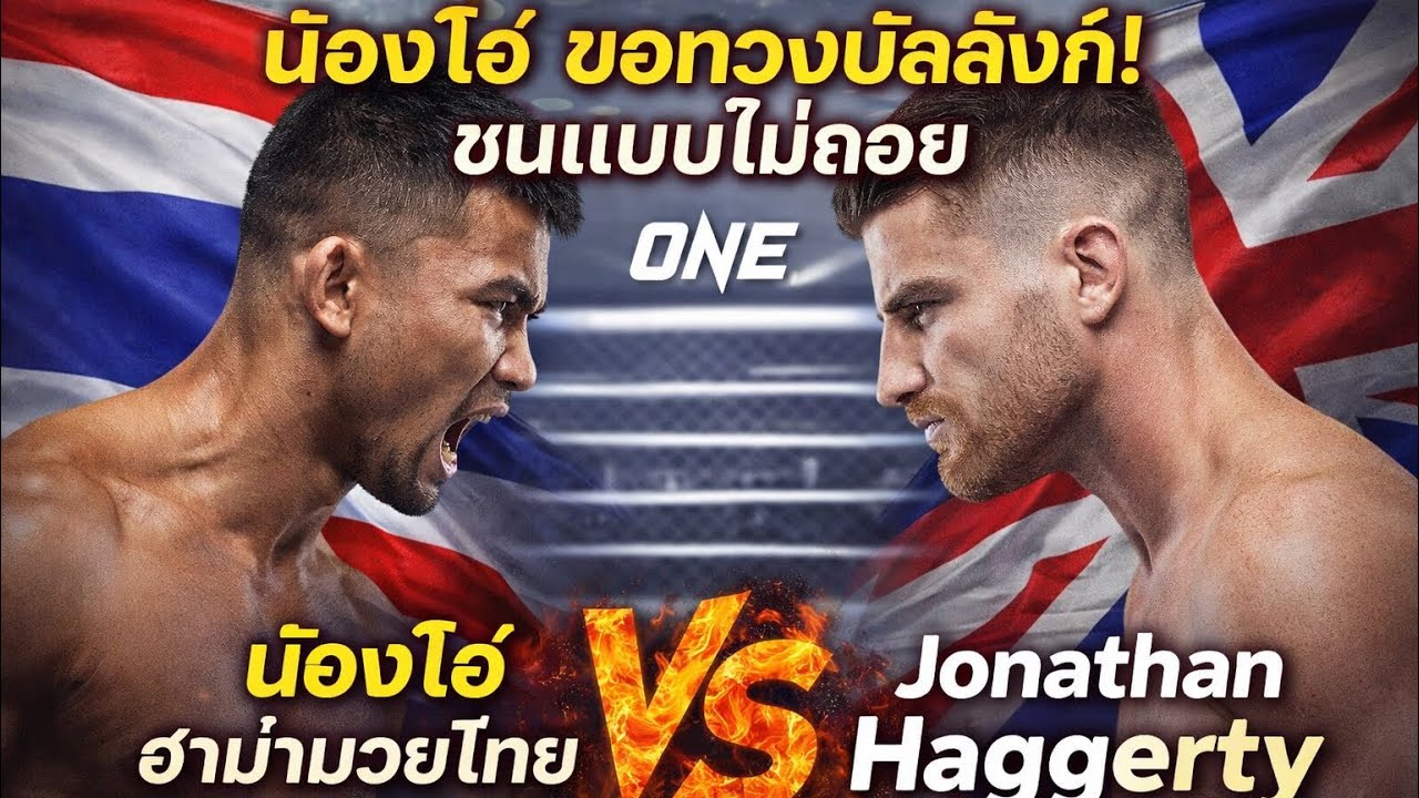 ⚔️ น้องโอ๋ ขอทวงบัลลังก์! ชนแบบไม่ถอยน้องโอ๋ ฮาม่ามวยไทย vs Jonathan Haggerty