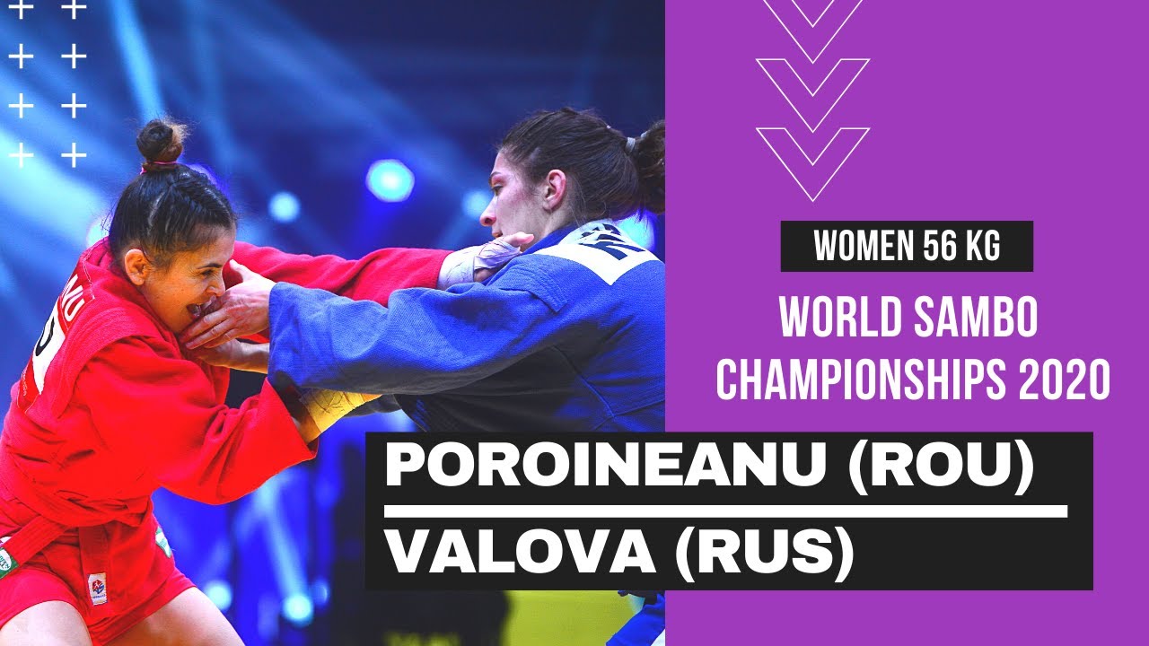POROINEANU (ROU) vs VALOVA (RUS). Women 56 kg. World SAMBO Championships 2020 background