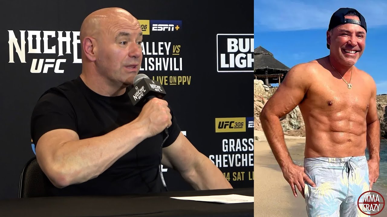 Dana White throws Shot at "F**king Lunatic" Oscar De La Hoya for FAKE Abs background