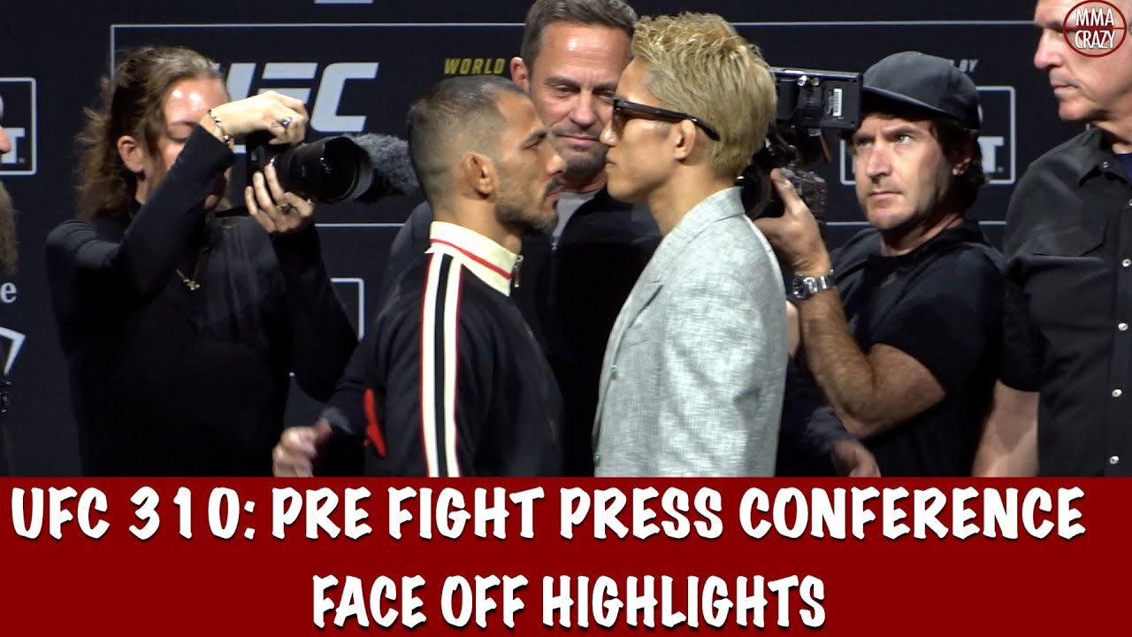 UFC 310 Pre Fight Press Conference FACE OFF Highlights background