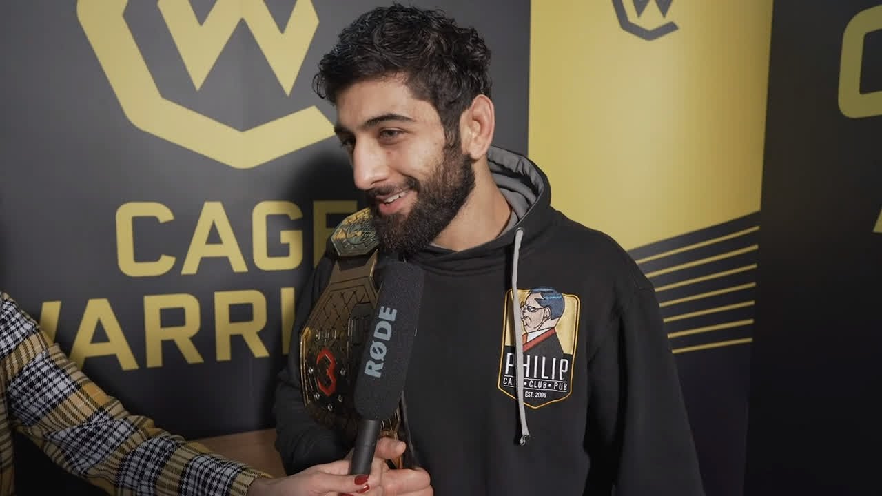 Agy Sardari post-fight interview at CW119 background
