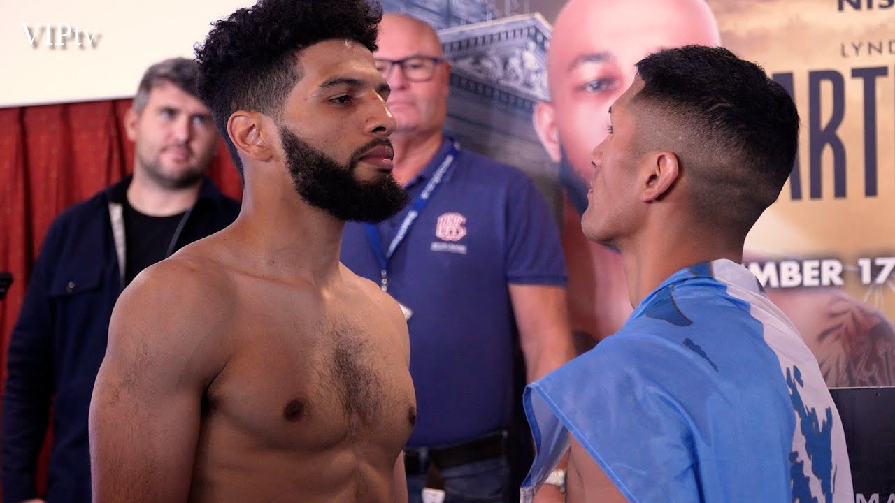 Kane Gardner v Migeul Antin weigh-in for Channel 5 show in Bolton 17.05.22