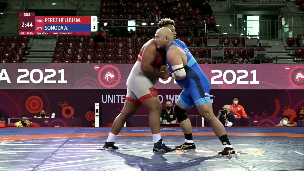 1/8 GR - 130 kg: M. PEREZ HELLBU (VEN) v. A. SONODA (JPN)