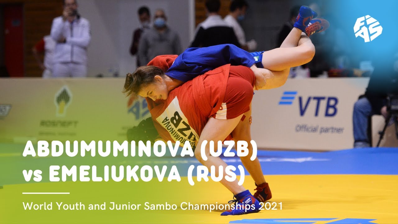 ABDUMUMINOVA (UZB) vs EMELIUKOVA (RUS). Youth (W) 47 kg. World Youth&Junior Sambo Championships 2021