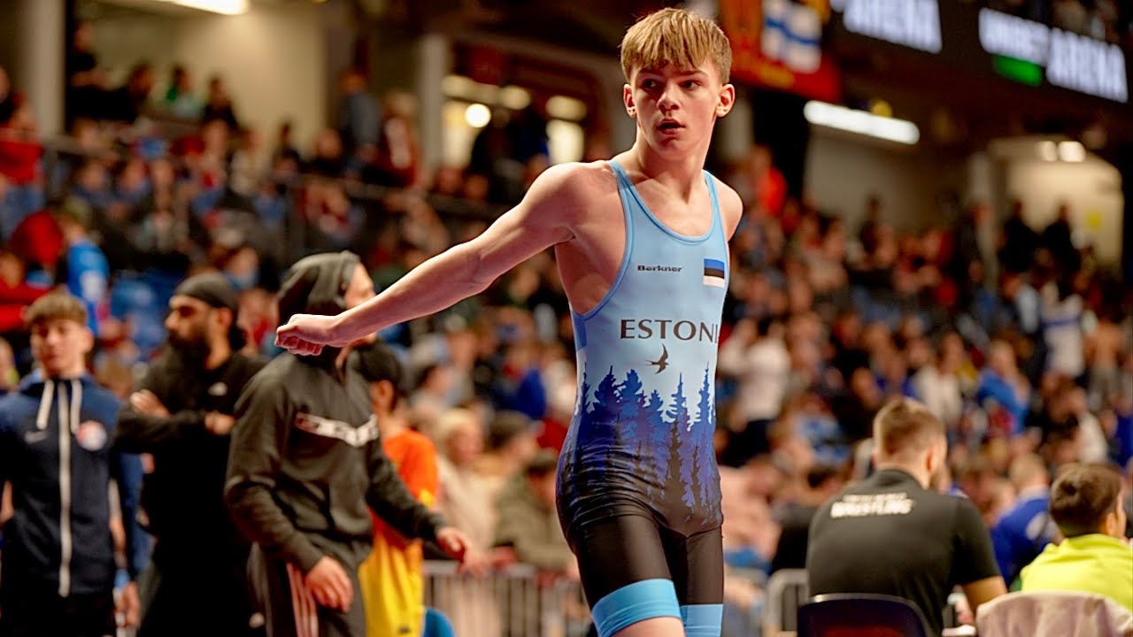 U17 Himat Gill (GBR) vs Daniel Jasnov (EST) 65kg. Freestyle boys youth wrestling.