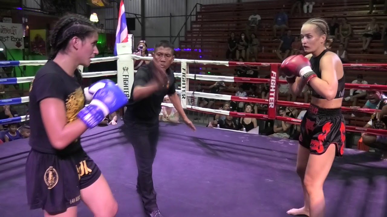 Lucia Sinbimuaythai from Argentina π¦π· fights at Rawai Boxing Stadium, 1st November 2019 background