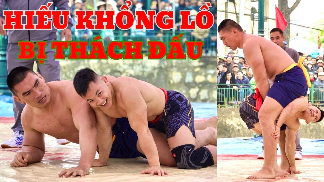 Quỷ lùn đào Hồng Sơn thách đấu Hiếu Khổng Lồ ( Hà Văn Hiếu ) tại Sới Vật Ngô Sài Mens westing. backdrop